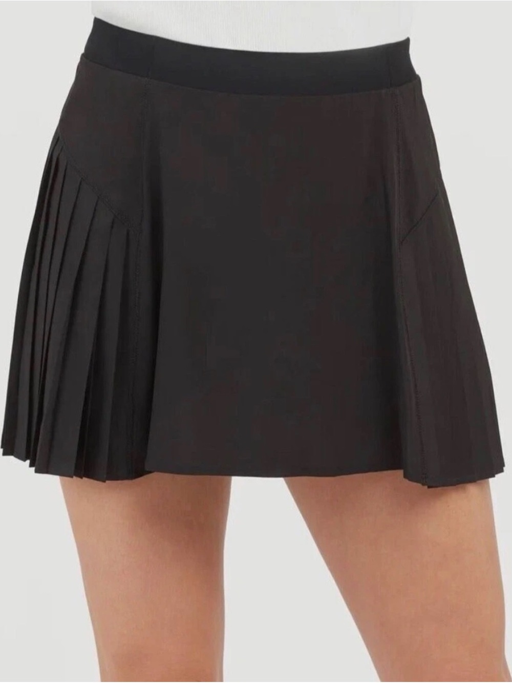 SPANX Pleated Athletic Skort Black Women’s L Tennis Golf Pickleball Athleisure